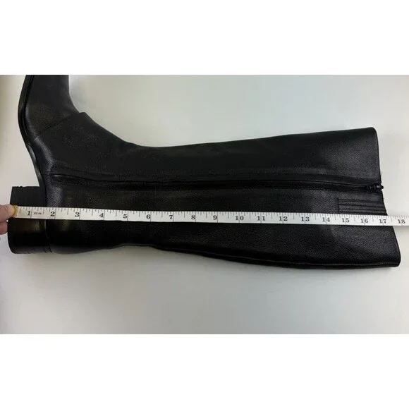 Michael Michael Kors Maisie Knee High Boot Black Leather Pebbled Gold Button 7.5 - Picture 9 of 15